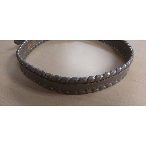VTG Justin Taupe Western Belt with Silver Whipstitch 3055F - Size 30 Made in USA - Picture 2 of 9